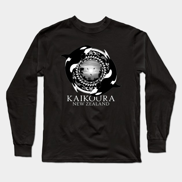 Orca Killer whales Kaikoura New Zealand Long Sleeve T-Shirt by NicGrayTees